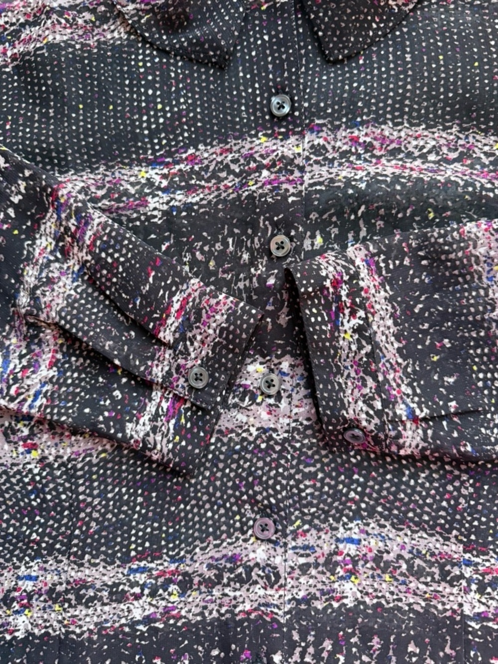 CAbi Sheer Blouse with Pink, Blue & White Speckle Print Size S Lightweight - Picture 9 of 14